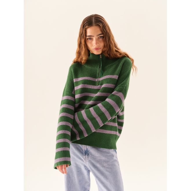 Sweater Zipper Midi Rayas