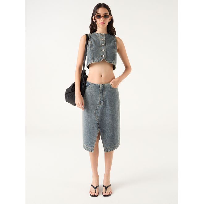 Pollera Midi Denim Wash